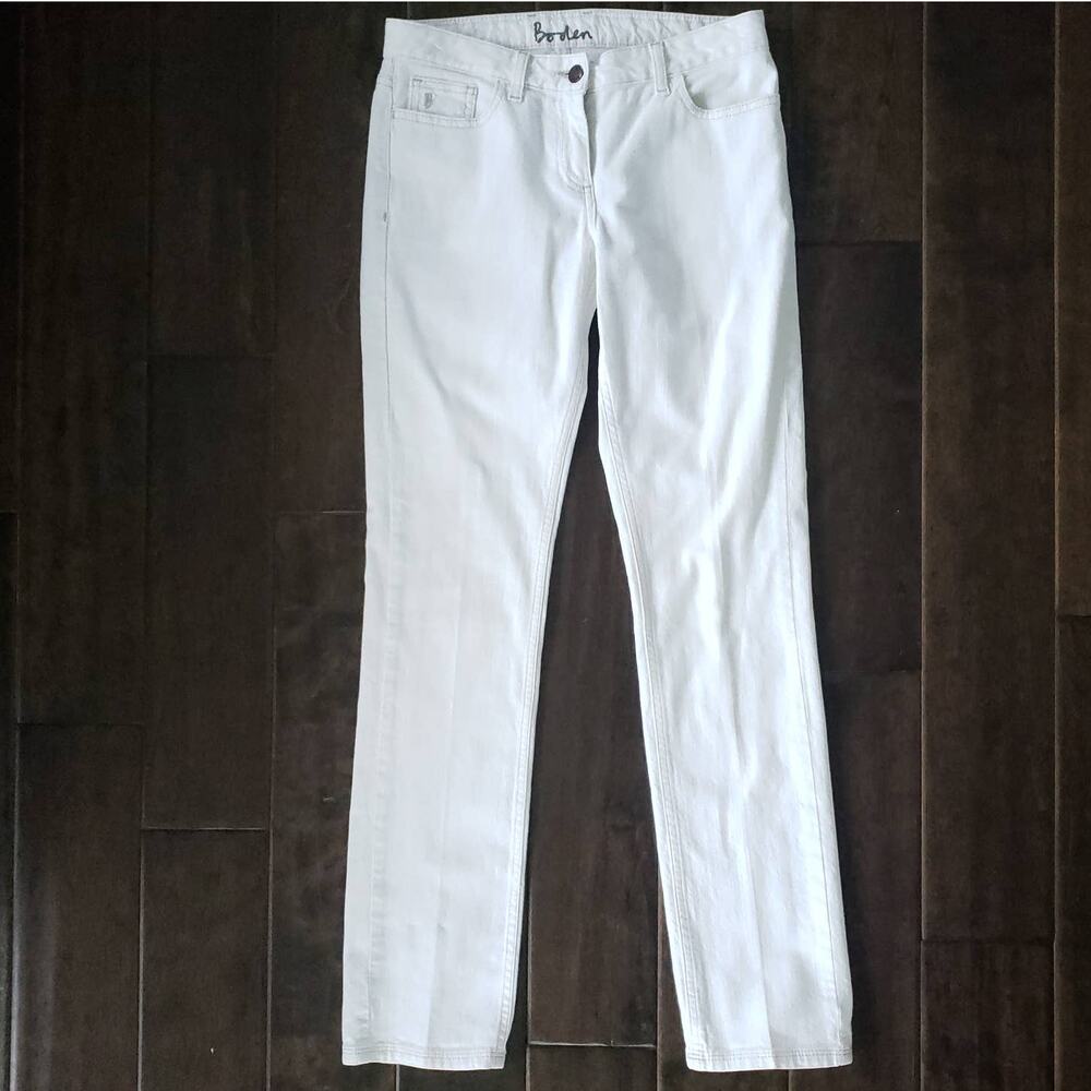 Boden White Straight Leg Jeans Mid Rise 30" Inseam WC074 Women 4